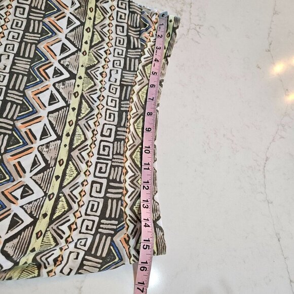 Chico's Size Medium Maxi Boho Print Green Handkerchief Asymmetrical Pullon Skirt - Picture 5 of 6